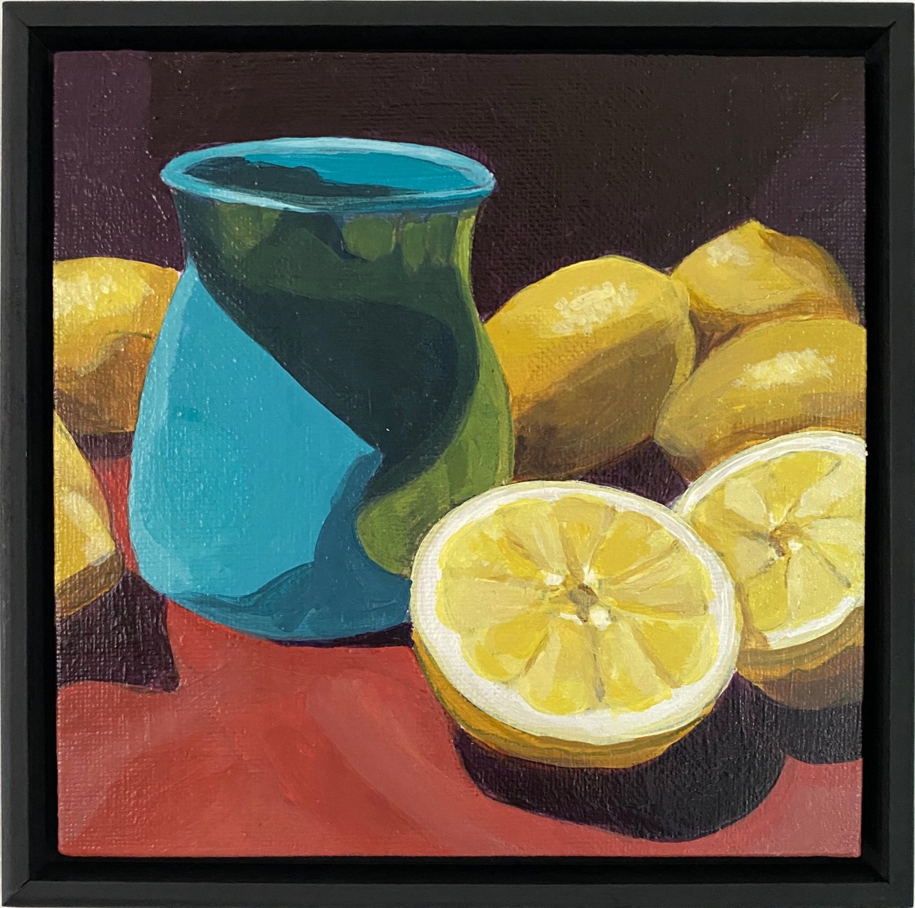Lemons and Blue Pitcher shown in the Kitchen